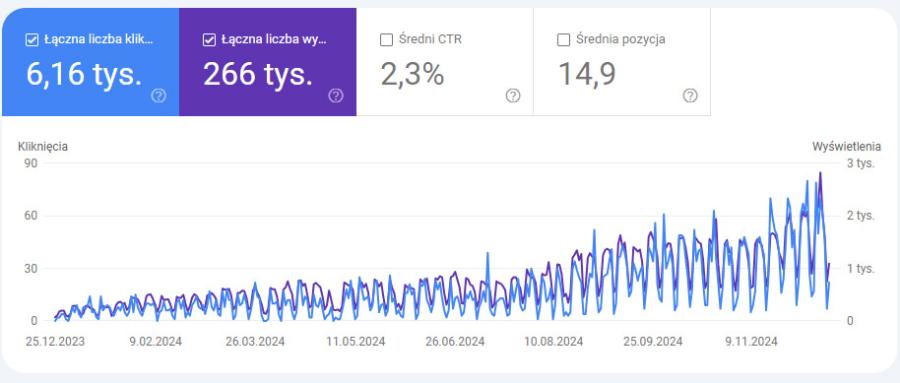 Pozycjonowanie sklepu internetowego - wzrost ruchu w przeciagu roku